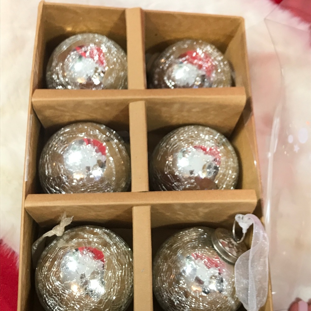 SILVER Mercury Crackled Glass Ball Ornaments 6 - Picture 3 of 5